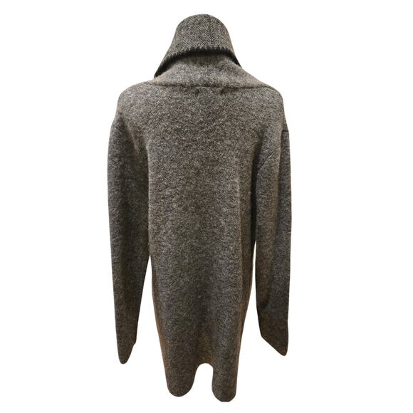 Adrienne Vittadini Wool-Blend Charcoal Gray Sweater Duster Cardigan Pockets L - Picture 4 of 10
